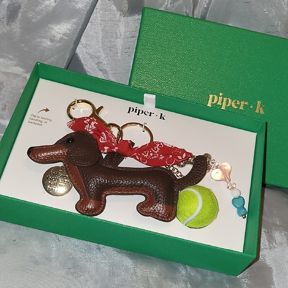 Piper K Dachshund Dog Keychain with Red Bandana, Ball, Bone BNIB HL - Picture 1 of 6